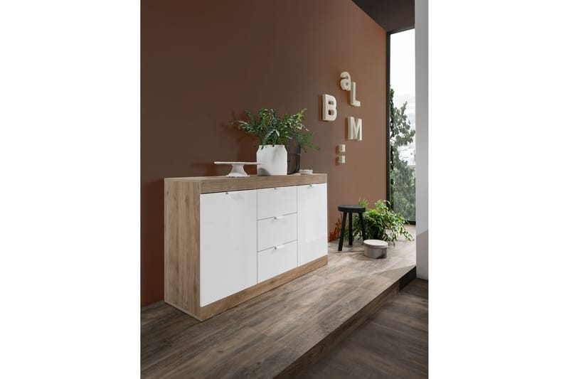 Sideboard Nickero 135 cm - Hvit/Brun - Sideboard & skjenk