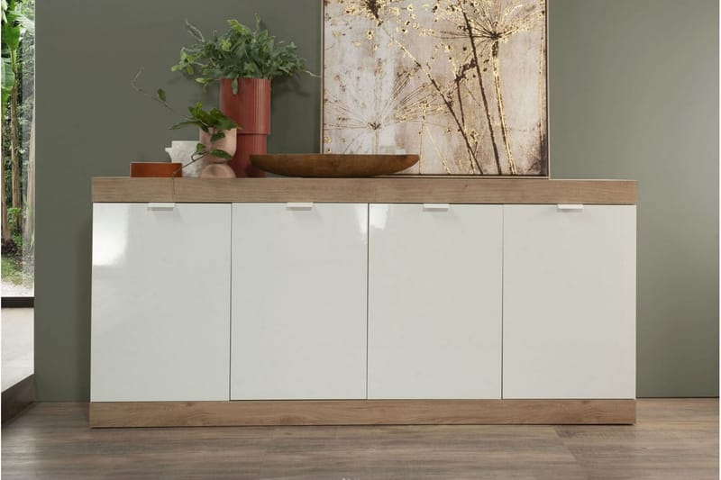 Sideboard Nickero 180 cm - Hvit/Brun - Sideboard & skjenk