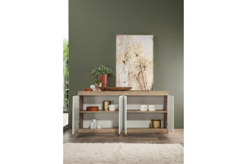 Sideboard Nickero 180 cm - Hvit/Brun - Sideboard & skjenk