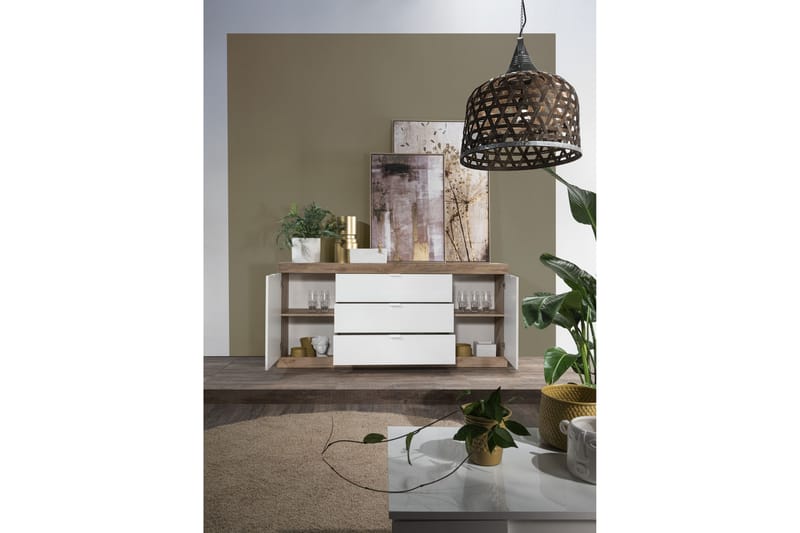 Sideboard Nickero 180 cm - Hvit/Brun - Oppbevaring - Oppbevaringsmøbler - Sideboard & skjenk