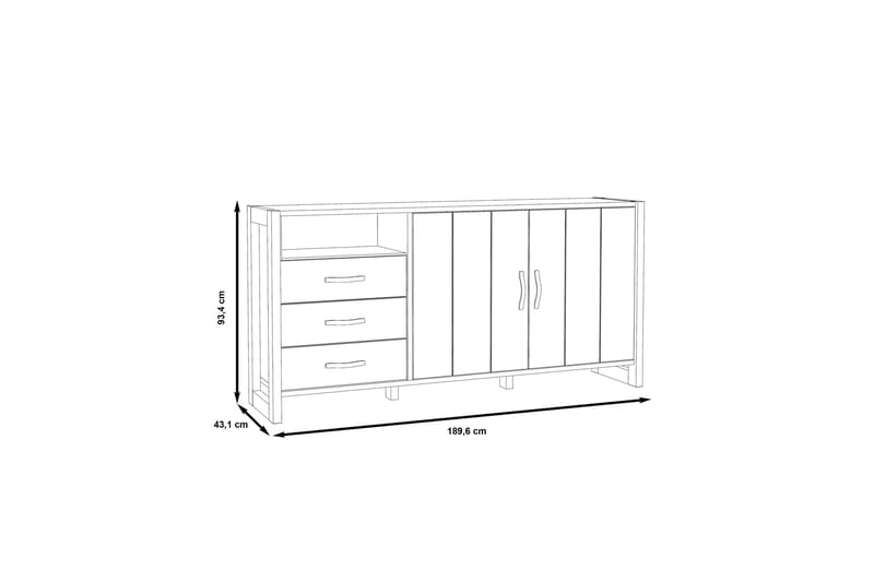 Sideboard Strelcha 43x190 cm - Brun/Grå - Sideboard & skjenk