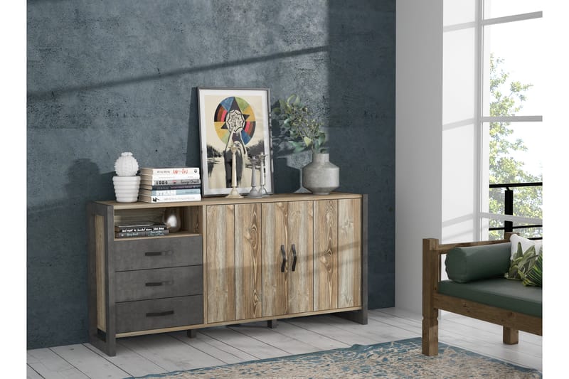 Sideboard Strelcha 43x190 cm - Brun/Grå - Sideboard & skjenk