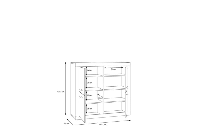 Sideboard Uzunkop 41x113 cm - Grå/Hvit - Sideboard & skjenk