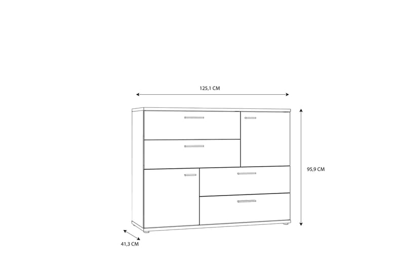 Sideboard Willingham 41x125 cm - Hvit/Brun - Sideboard & skjenk