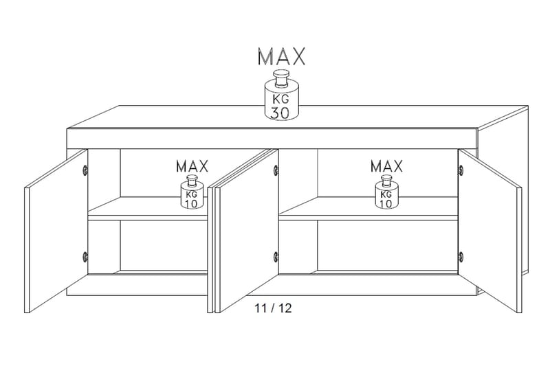 Sidebord Astal 43x207 cm Natur / Svart - LC spa - Sideboard & skjenk