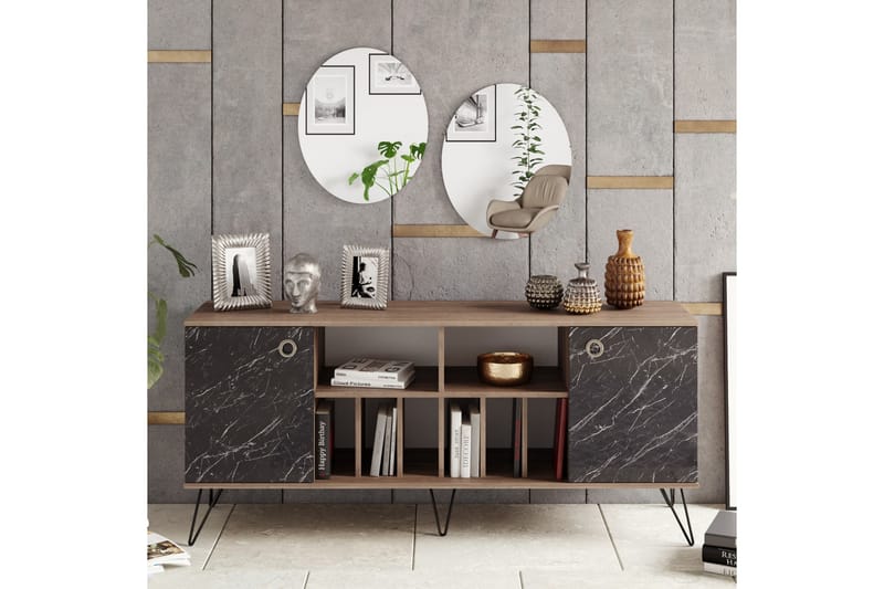 Sidebord Loddington 180 cm - Valnøtt|Svart - Sideboard & skjenk