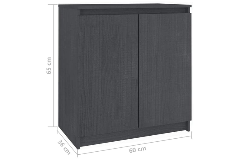 Sideskap grå 60x36x65 cm heltre furu - Grå - Sideboard & skjenk