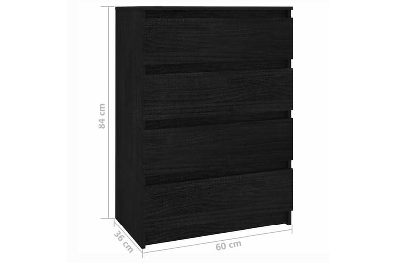 Sideskap svart 60x36x84 cm heltre furu - Svart - Sideboard & skjenk
