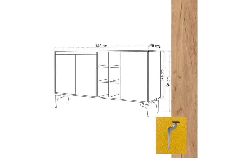 Sidobord Ek|Gul - Sideboard & skjenk