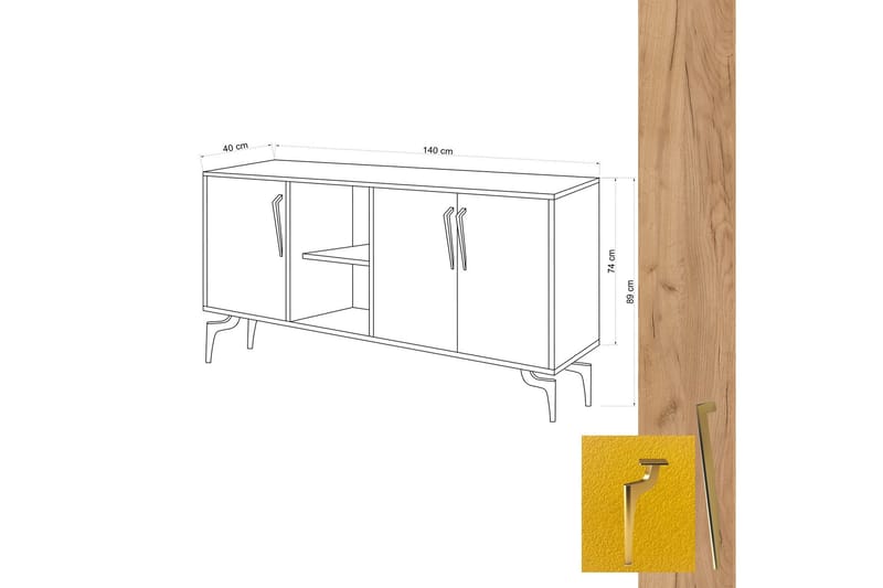 Sidobord Ek|Gul - Oppbevaring - Oppbevaringsmøbler - Sideboard & skjenk