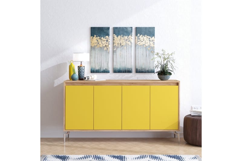 Sidobord Guld|Ek|Gul - Oppbevaring - Oppbevaringsmøbler - Sideboard & skjenk