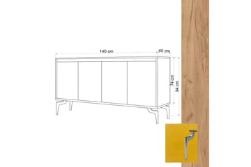 Sidobord Guld|Ek|Gul - Oppbevaring - Oppbevaringsmøbler - Sideboard & skjenk