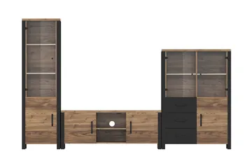 Skarebol TV-møbelsett - Svart/Tre/Natur - Oppbevaring - Oppbevaringsmøbler - Sideboard & skjenk