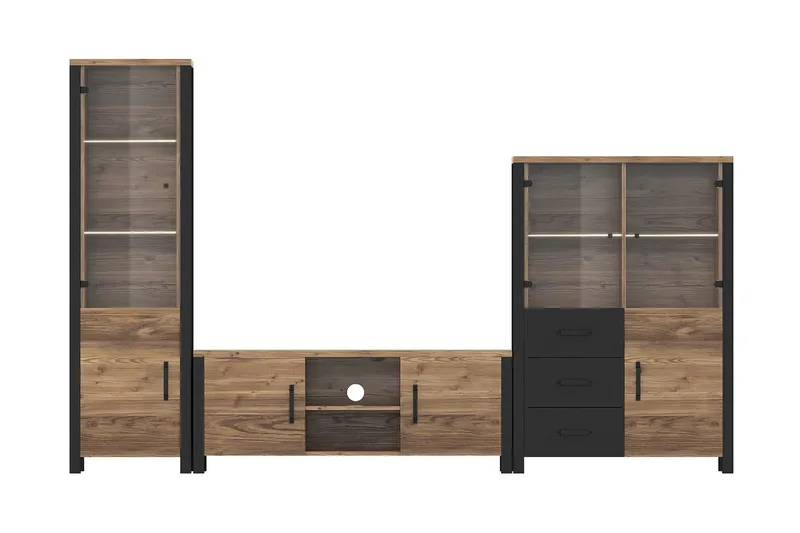 Skarebol TV-møbelsett - Svart/Tre/Natur - Oppbevaring - Oppbevaringsmøbler - Sideboard & skjenk