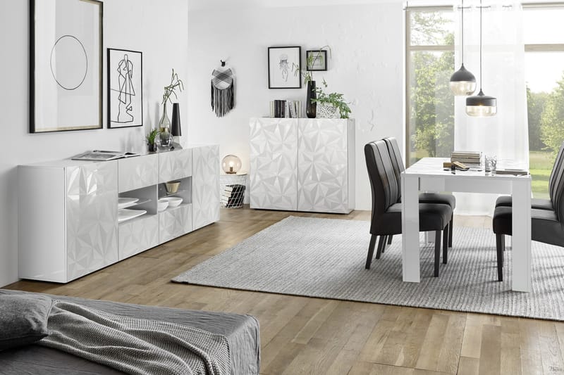 Skjenk Ayaka 241 cm med 4 Åpne Hyller - Hvit - Sideboard & skjenk