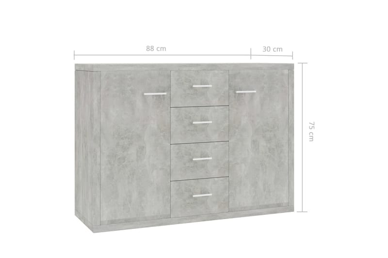 Skjenk betonggrå 88x30x65 cm sponplate - Sideboard & skjenk