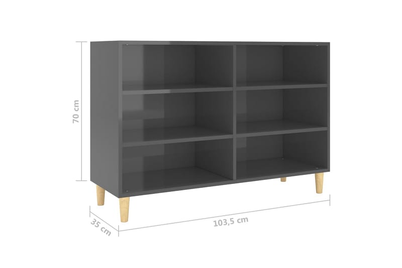 Skjenk høyglans grå 103,5x35x70 cm sponplate - Grå - Sideboard & skjenk