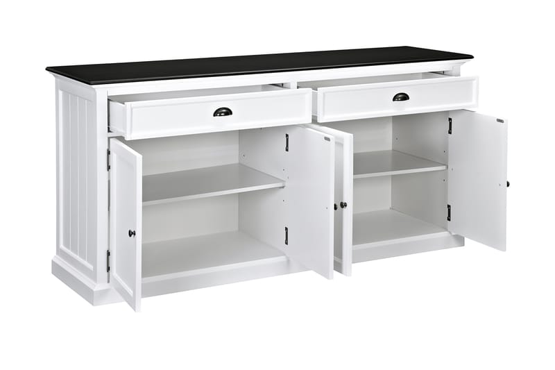 Skjenk Hampton 170 cm 4 Dører 2 Skuffer - Hvit|Svart - Sideboard & skjenk