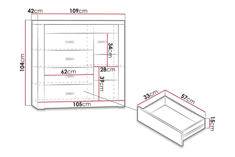 Skjenk Indianapolis 109x42x104 cm - Sideboard & skjenk