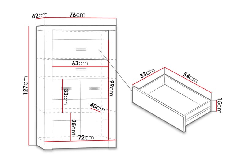 Skjenk Indianapolis 76x42x127 cm - Sideboard & skjenk