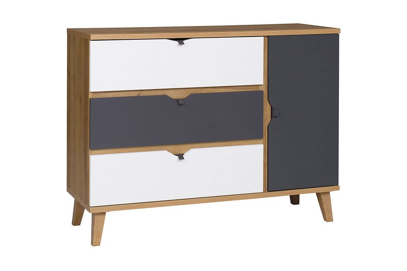 Skjenk Lyseme 120 cm - Hvit/Grå/Tre - Sideboard & skjenk