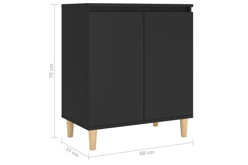 Skjenk med ben i heltre svart 60x35x70 cm sponplate - Svart - Sideboard & skjenk