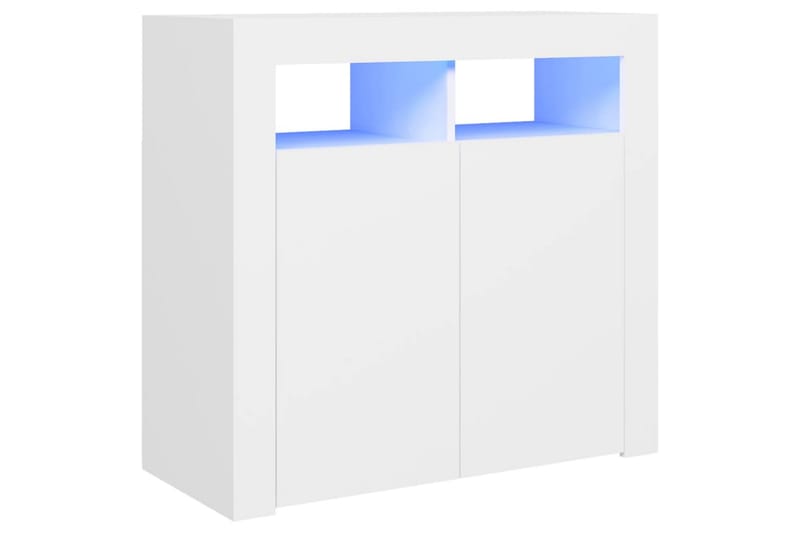Skjenk med LED-lys hvit 80x35x75 cm - Hvit - Sideboard & skjenk