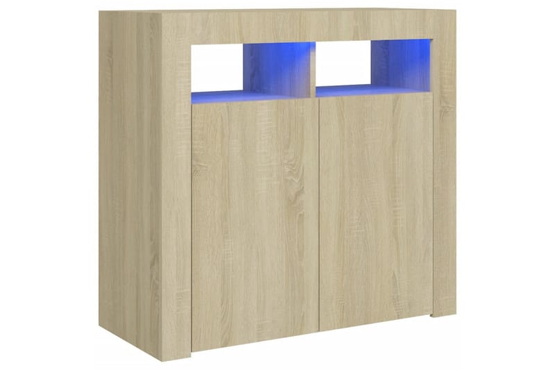 Skjenk med LED-lys sonoma eik 80x35x75 cm - Brun - Sideboard & skjenk