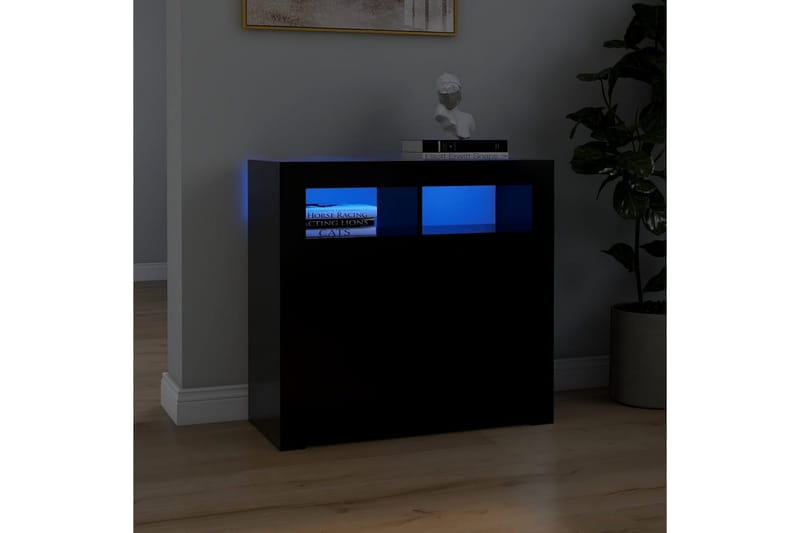 Skjenk med LED-lys svart 80x35x75 cm - Svart - Sideboard & skjenk