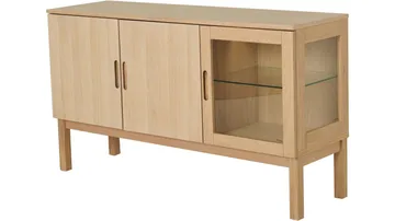 Skjenk Odlund med Glassdør & Belysning - Hvitpigmentert eikefinér - Oppbevaring - Oppbevaringsmøbler - Sideboard & skjenk