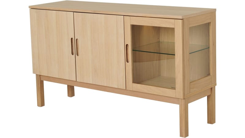 Skjenk Odlund med Glassdør & Belysning - Hvitpigmentert eikefinér - Oppbevaring - Oppbevaringsmøbler - Sideboard & skjenk