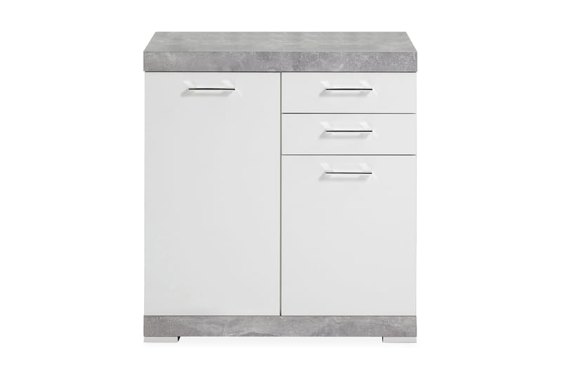 Skjenk Rhonda 80 cm 2 Luker 2 Skuffer - Hvit|Betong - Sideboard & skjenk