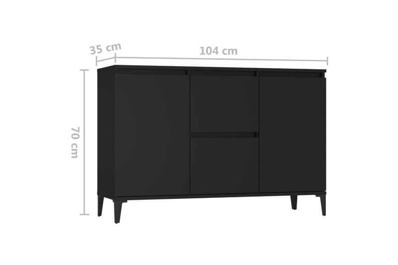 Skjenk svart 104x35x70 cm sponplate - Svart - Sideboard & skjenk