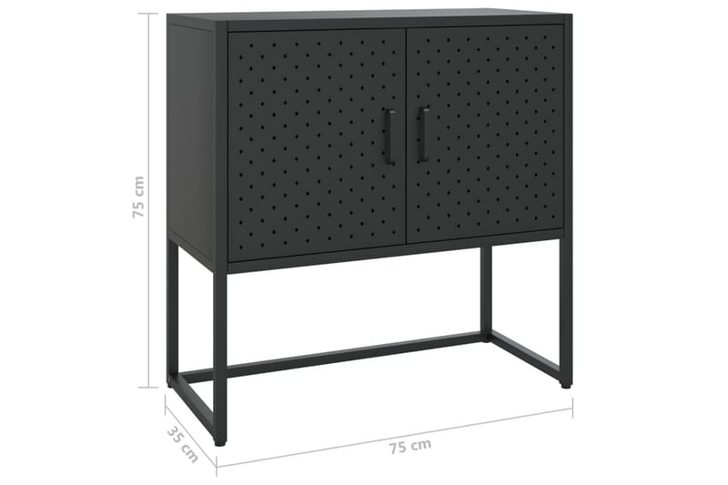 Skjenk svart 75x35x75 cm stål - Svart - Sideboard & skjenk