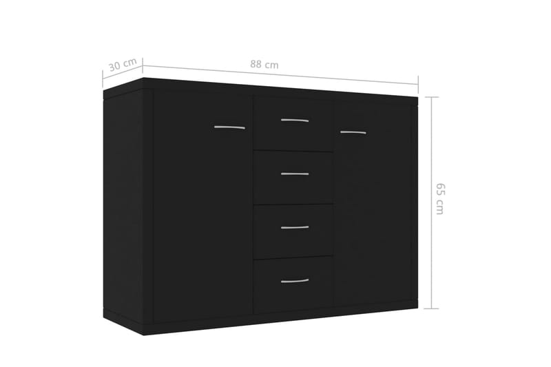 Skjenk svart 88x30x65 cm sponplate - Svart - Sideboard & skjenk