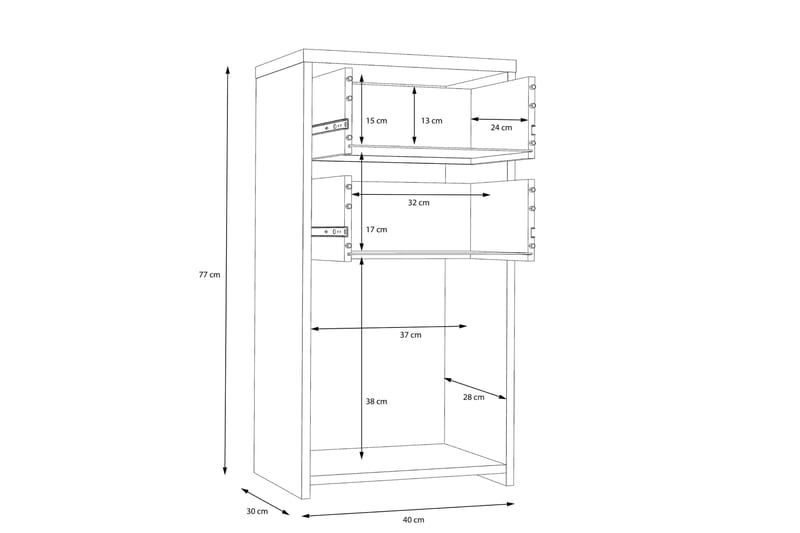 Skjenk Toledor 74x40 cm - Brun / Hvit - Oppbevaring - Oppbevaringsmøbler - Sideboard & skjenk