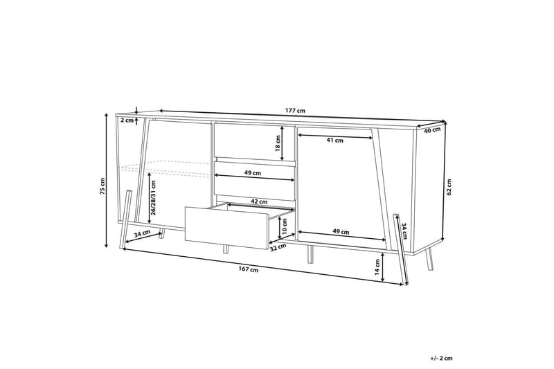Skjenk Treales 177x75 cm - Grå/Svart - Sideboard & skjenk