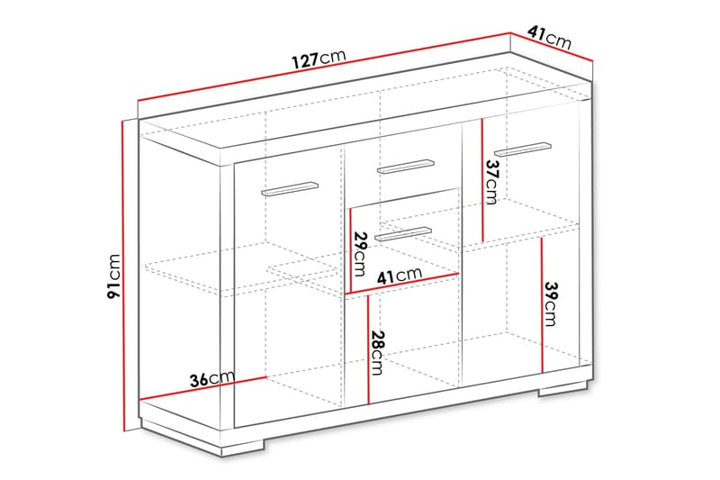 Skjenk Vegas 127,5x40,5x91 cm - Oppbevaring - Oppbevaringsmøbler - Sideboard & skjenk
