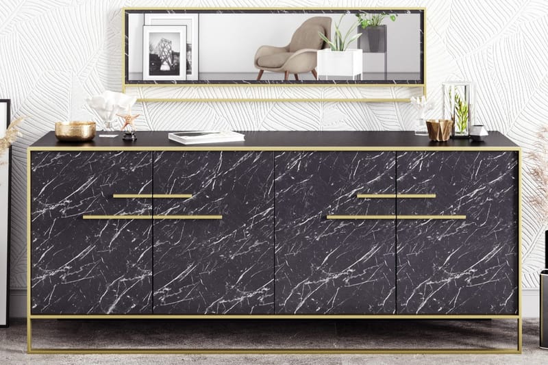 Susia Sidebord 180 cm - Gull|Svart - Oppbevaring - Oppbevaringsmøbler - Sideboard & skjenk