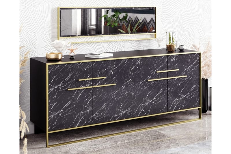 Susia Sidebord 180 cm - Gull|Svart - Oppbevaring - Oppbevaringsmøbler - Sideboard & skjenk