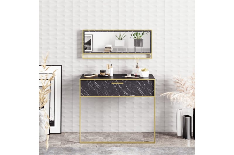Susia Skjenk 90 cm i Tre med Metallramme - Gull|Svart - Oppbevaring - Oppbevaringsmøbler - Sideboard & skjenk