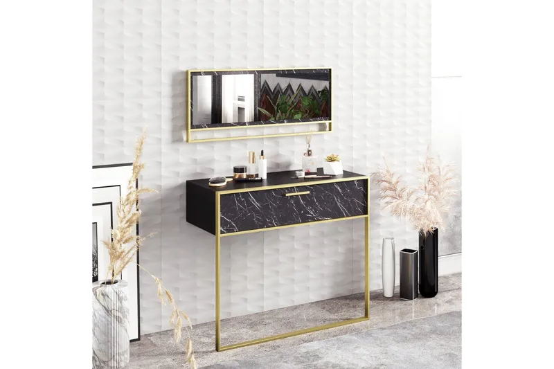 Susia Skjenk 90 cm i Tre med Metallramme - Gull|Svart - Oppbevaring - Oppbevaringsmøbler - Sideboard & skjenk