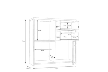Toledor Skjenk 2 Skuffer 74x77 cm - Brun / Hvit - Oppbevaring - Oppbevaringsmøbler - Sideboard & skjenk