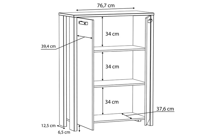 Torelles skjenk 74x153 cm - Brun / Grå - Oppbevaring - Oppbevaringsmøbler - Sideboard & skjenk