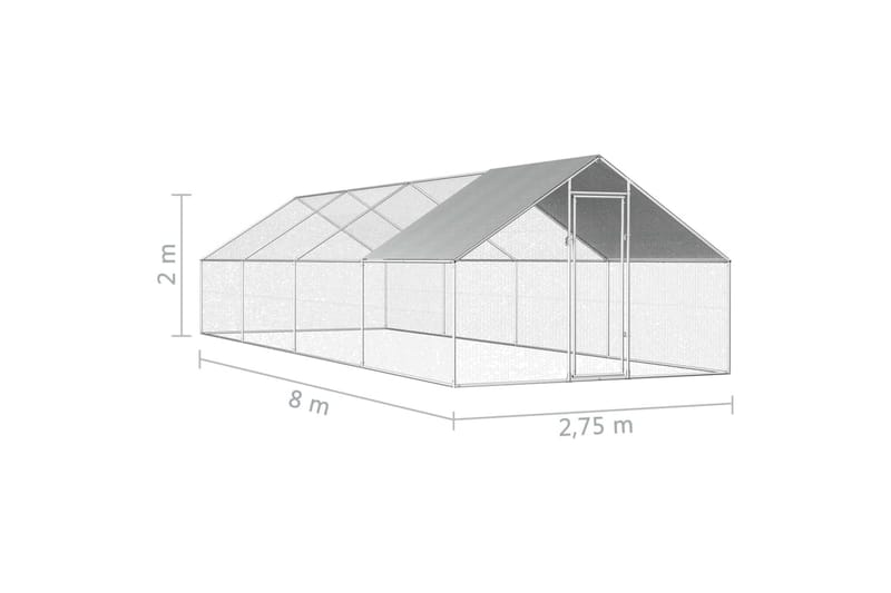 Utendørs hønsehus 2,75x8x1,92 galvanisert stål - Sideboard & skjenk