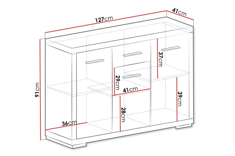 Vegas Skjenk 127,5x40,5x91 cm - Oppbevaring - Oppbevaringsmøbler - Sideboard & skjenk