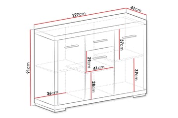 Vegas Skjenk 127,5x40,5x91 cm - Oppbevaring - Oppbevaringsmøbler - Sideboard & skjenk