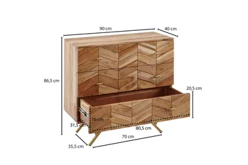 Willowdale Skjenk 90 cm i Tre med Eikeutseende - Lys Brun Trefarge - Oppbevaring - Oppbevaringsmøbler - Sideboard & skjenk
