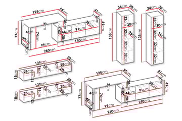 Sigmana Møbelsett For Stue - Lys Grå/Beige - Oppbevaring - Oppbevaringsmøbler - Møbelsett til stue