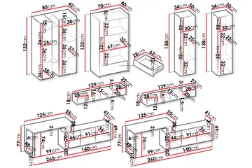 Sigmana Møbelsett For Stue - Lys Grå/Brun/Beige - Oppbevaring - Oppbevaringsmøbler - Møbelsett til stue
